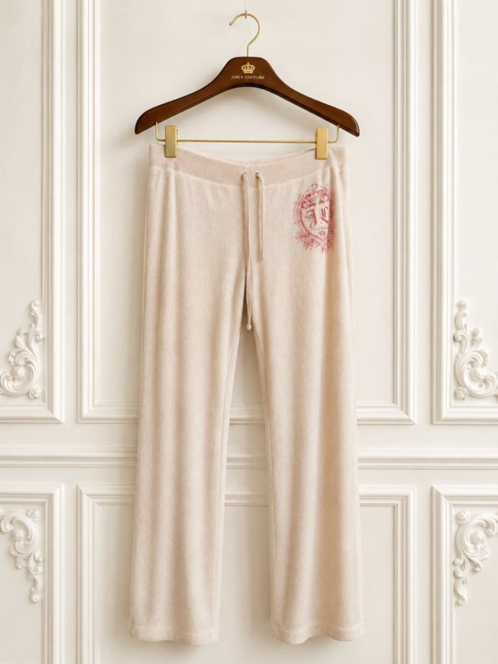 Large Juicy Couture Light Pink Terrycloth Drawstring Pants - Picture 2 of 4
